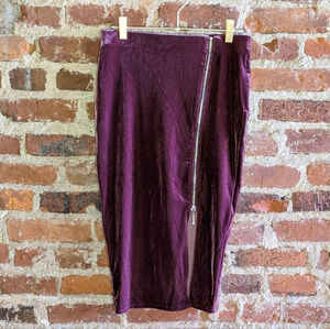 Guess Small Pinkish Purple‎ Zipper Side Slit Velvet Pencil Skirt